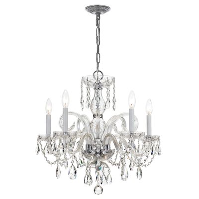 Traditional Crystal 5 Light Hand Cut Crystal Polished Chrome Chandelier Hand Cut Crystal 22