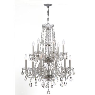 Traditional Crystal 12 Light Hand Cut Crystal Polished Chrome Chandelier Hand Cut Crystal 26