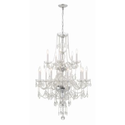 Traditional Crystal 15 Light Hand Cut Crystal Polished Chrome Chandelier Hand Cut Crystal 32