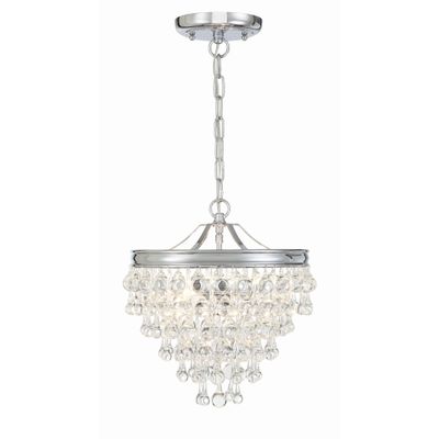 Calypso 3 Light Crystal Teardrop Polished Chrome Pendant Clear Glass Drops 13