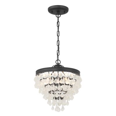 Calypso 3 Light Crystal Teardrop Matte Black Pendant 13