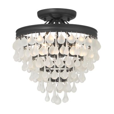 Calypso 3 Light Crystal Teardrop Matte Black Semi Flush Mount 13