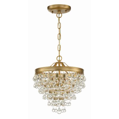 Calypso 3 Light Crystal Teardrop Vibrant Gold Pendant Clear Glass Drops 13