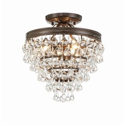 Calypso 3 Light Crystal Teardrop Vibrant Bronze Semi Flush Mount Clear Glass Drops 13