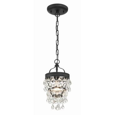 Calypso 1 Light Matte Black Mini Pendant Clear Glass Drops 7.25