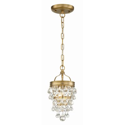 Calypso 1 Light Crystal Teardrop Vibrant Gold Mini Pendant Clear Glass Drops 7.25