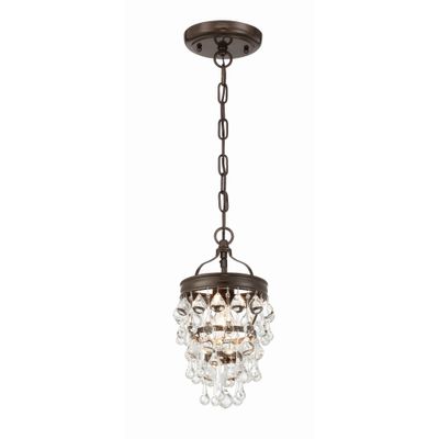 Calypso 1 Light Crystal Teardrop Vibrant Bronze Mini Pendant Clear Glass Drops 7.25