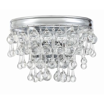 Calypso 2 Light Crystal Teardrop Polished Chrome Sconce Clear Glass Drops 10.75
