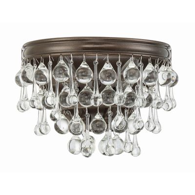 Calypso 2 Light Crystal Teardrop Vibrant Bronze Sconce Clear Glass Drops 10.75