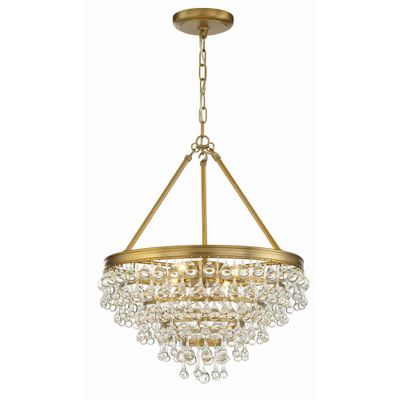 Calypso 6 Light Crystal Teardrop Vibrant Gold Chandelier Clear Glass Drops 20