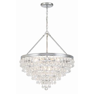 Calypso 8 Light Crystal Teardrop Polished Chrome Chandelier Clear Glass Drops 25