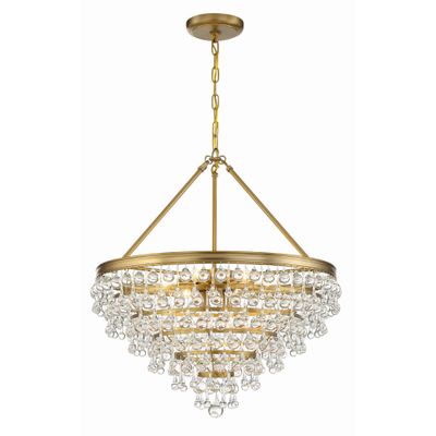 Calypso 8 Light Crystal Teardrop Vibrant Gold Chandelier Clear Glass Drops 25