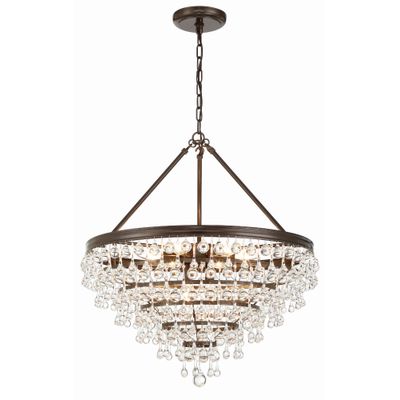 Calypso 8 Light Crystal Teardrop Vibrant Bronze Chandelier Clear Glass Drops 25