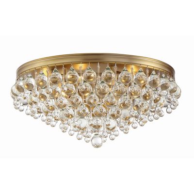 Calypso 6 Light Crystal Teardrop Vibrant Gold Flush Mount Clear Glass Drops 20