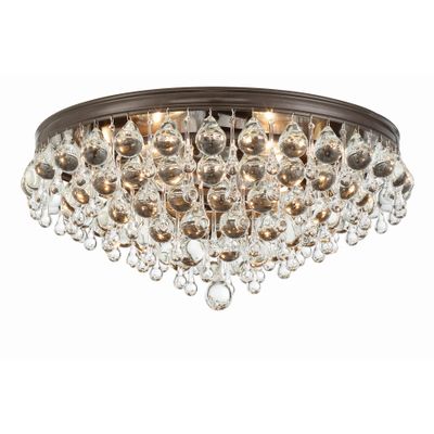 Calypso 6 Light Crystal Teardrop Vibrant Bronze Flush Mount Clear Glass Drops 20