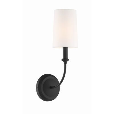 Libby Langdon Sylvan 1 Light Black Forged Sconce Silk Shade 4.75
