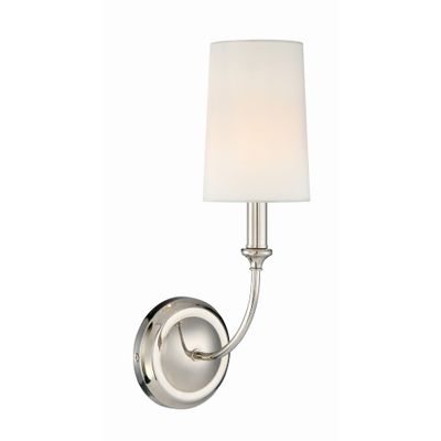 Libby Langdon Sylvan 1 Light Polished Nickel Sconce Silk Shade 4.75