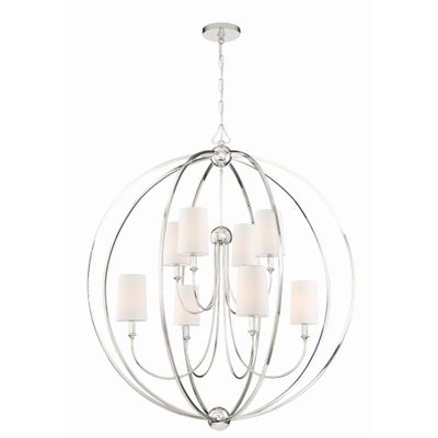 Libby Langdon Sylvan 8 Light Polished Nickel Chandelier Silk Shade 40