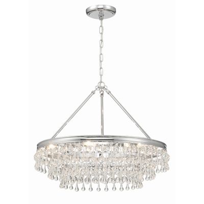 Calypso 6 Light Polished Chrome Chandelier Clear Glass Drops 25