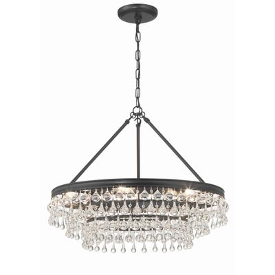 Calypso 6 Light Matte Black Chandelier Clear Glass Drops 25