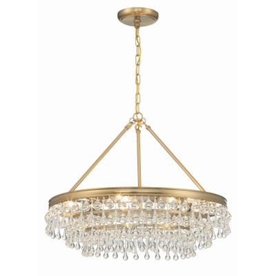 Calypso 6 Light Vibrant Gold Chandelier Clear Glass Drops 25