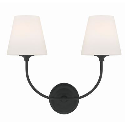 Libby Langdon Sylvan 2 Light Black Forged Sconce Glass Shade 17