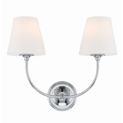 Libby Langdon Sylvan 2 Light Polished Chrome Sconce Glass Shade 17