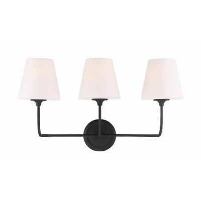 Libby Langdon Sylvan 3 Light Black Forged Bathroom Vanity Glass Shade 23.25