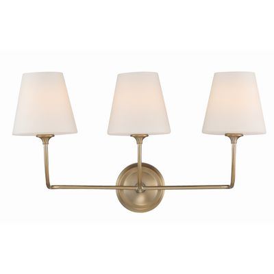 Libby Langdon Sylvan 3 Light Vibrant Gold Bathroom Vanity Glass Shade 23.25