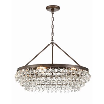 Calypso 6 Light Crystal Teardrop Vibrant Bronze Chandelier Clear Glass Drops 30