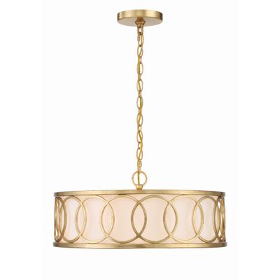 Libby Langdon Graham 6 Light Antique Gold Chandelier Silk