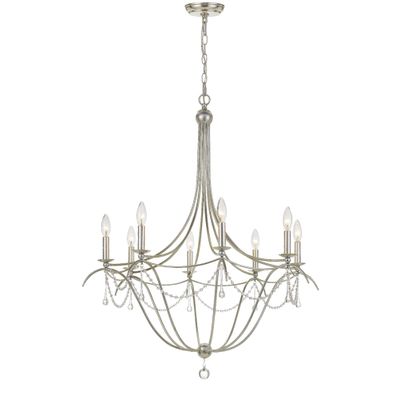 品質保証 Beads Crystal Light 8 Metro Antique Clear Chandelier Silver 靴