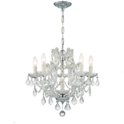 Maria Theresa 6 Light Hand Cut Crystal Polished Chrome Chandelier Hand Cut Crystal 20