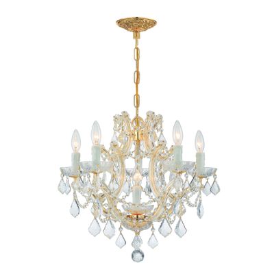 Crystorama 4405-GD-CL-S Maria Theresa 6 Light Swarovski Strass Crystal Gold Mini Chandelier
