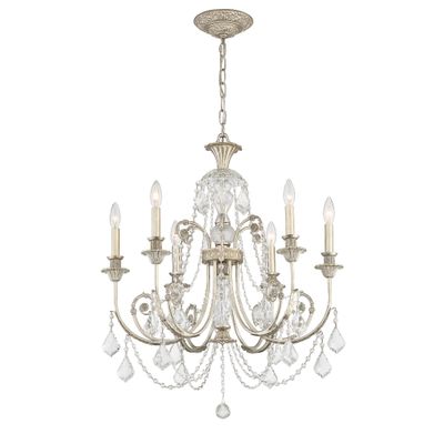 Crystorama 5116-OS-CL-SAQ Regis 6 Light Spectra Crystal Olde Silver Chandelier