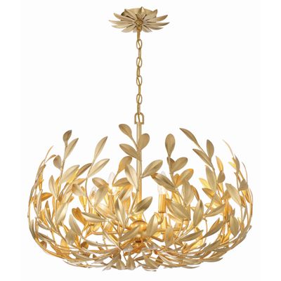 Broche 6 Light Antique Gold Chandelier 27