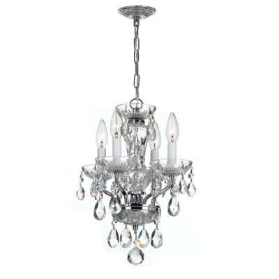 Traditional Crystal 4 Light Hand Cut Crystal Polished Chrome Mini Chandelier Hand Cut Crystal 11