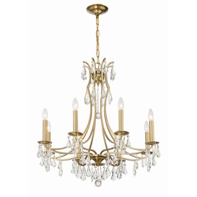 Cedar 8 Light Vibrant Gold Chandelier Hand Cut Crystal 28