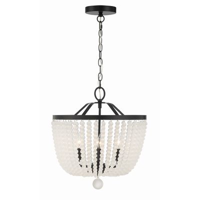 Rylee 4 Light Matte Black Frosted Beads Chandelier Frosted Glass Beads 16.5