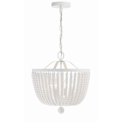 Rylee 4 Light Matte White Chandelier White Wood Beads 16.5