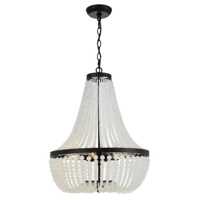 お見舞い Chandelier Black Matte Light 6 Rylee Frosted Beads Glass 着せ替え服・アウトフィット