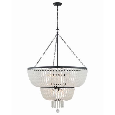 Rylee 12 Light Matte Black Chandelier Frosted Glass Beads 32
