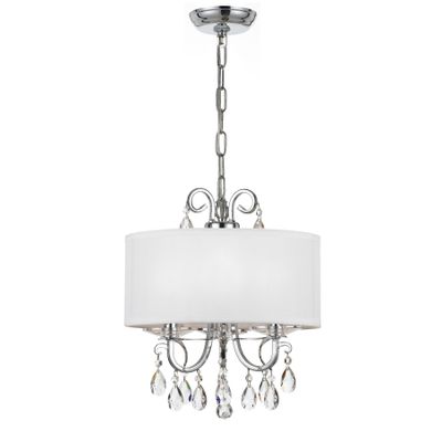 Othello 3 Light Clear Crystal Polished Chrome Mini Chandelier Hand Cut Crystal Silk Shade 14