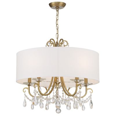 Othello 5 Light Vibrant Gold Chandelier Hand Cut Crystal Silk Shade 24