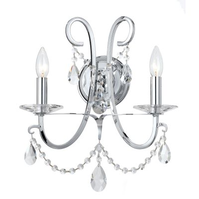 Crystorama 6822-CH-CL-SAQ Othello 2 Light Spectra Crystal Polished Chrome Sconce
