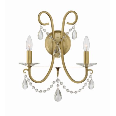 Crystorama 6822-VG-CL-SAQ Othello 2 Light Vibrant Gold Wall Mount