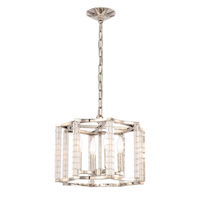 Carson 4 Light Polished Nickel Chandelier Crystal Cubes 16