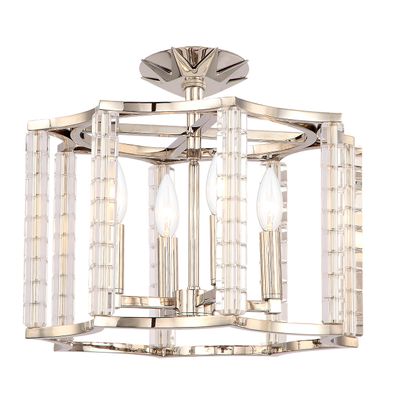 Carson 4 Light Polished Nickel Convertible Semi Flush Mount Crystal Cubes 16