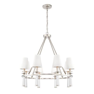 Baxter 8 Light Polished Nickel Chandelier Silk Shade 31.5