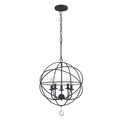 Solaris 5 Light Black Mini Chandelier Clear Glass Drops 17